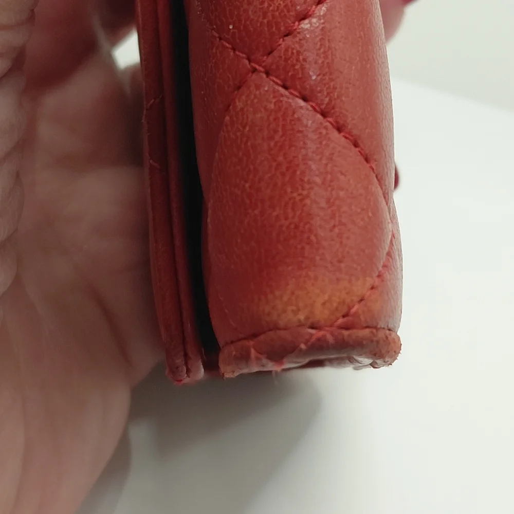 CHANEL Red Pink Quilted Matelasse Lambskin Long Wallet